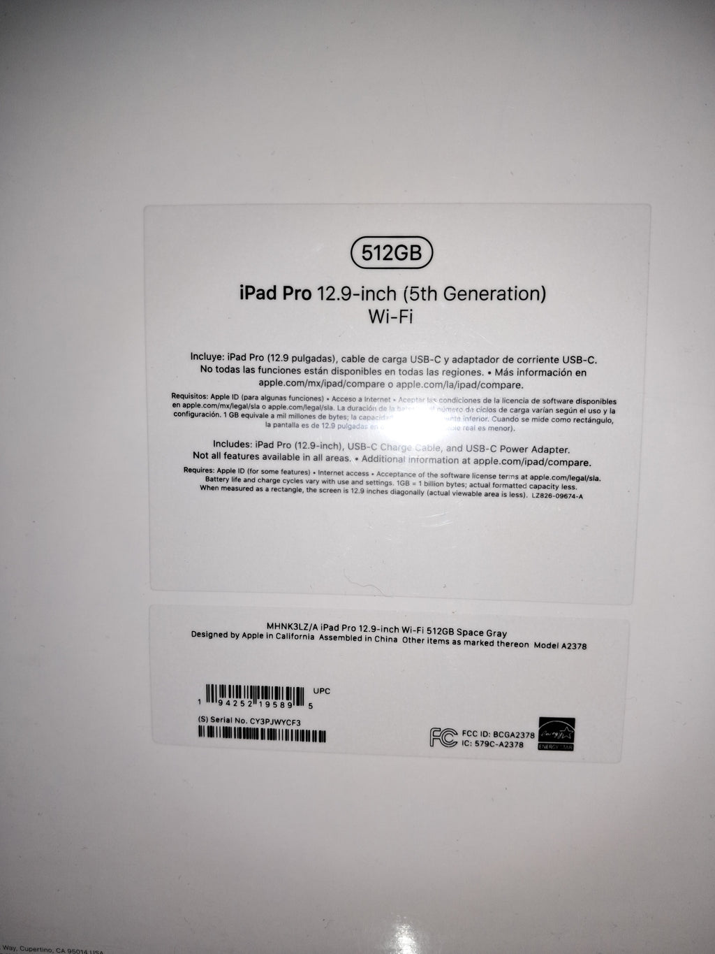 Apple iPad Pro 12.9" (5ta Gen) Chip M1 512GB Wi-Fi - Gris Espacial - Nuevo Sellado