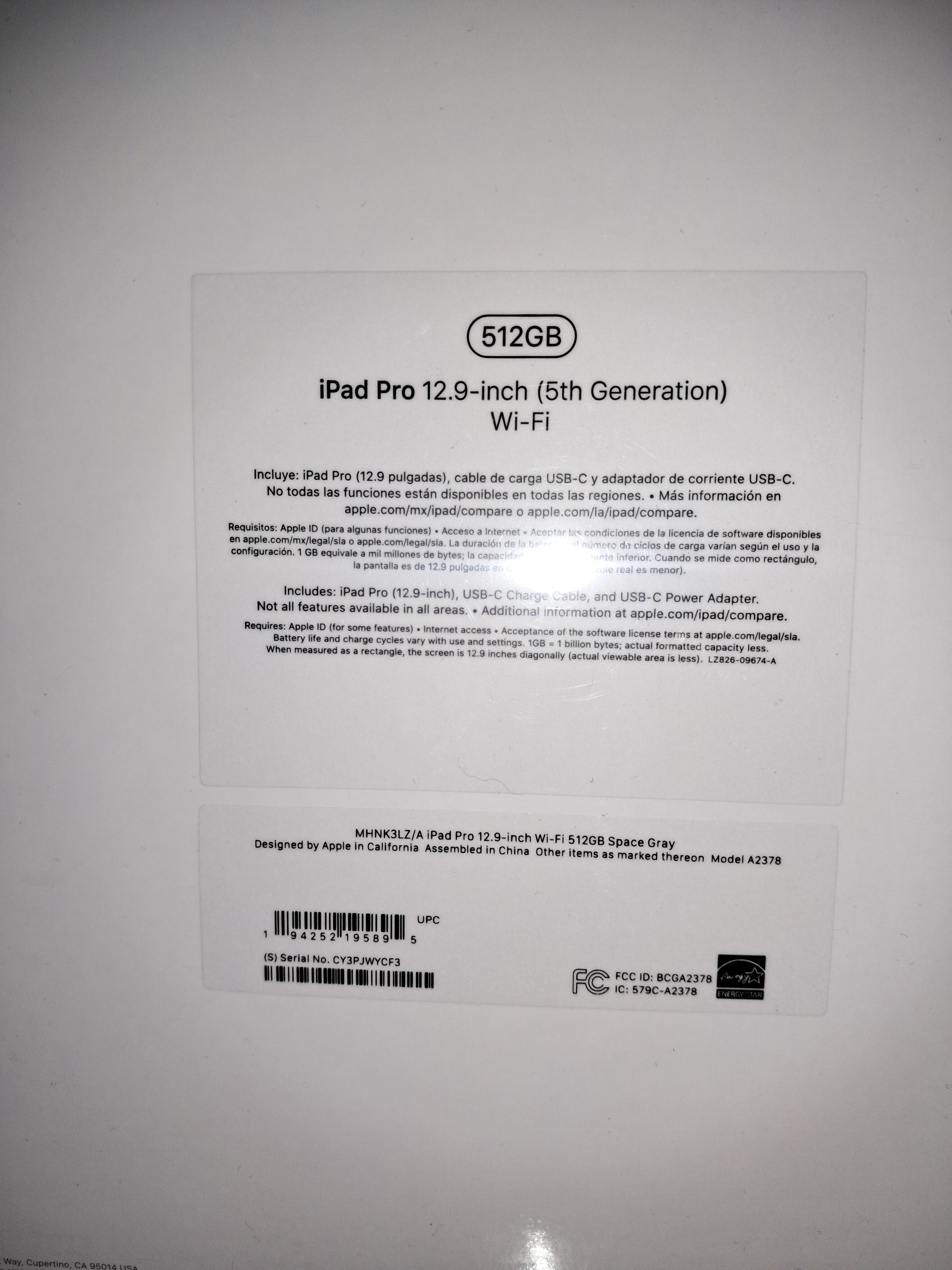 Apple iPad Pro 12.9" (5ta Gen) Chip M1 512GB Wi-Fi - Gris Espacial - Nuevo Sellado