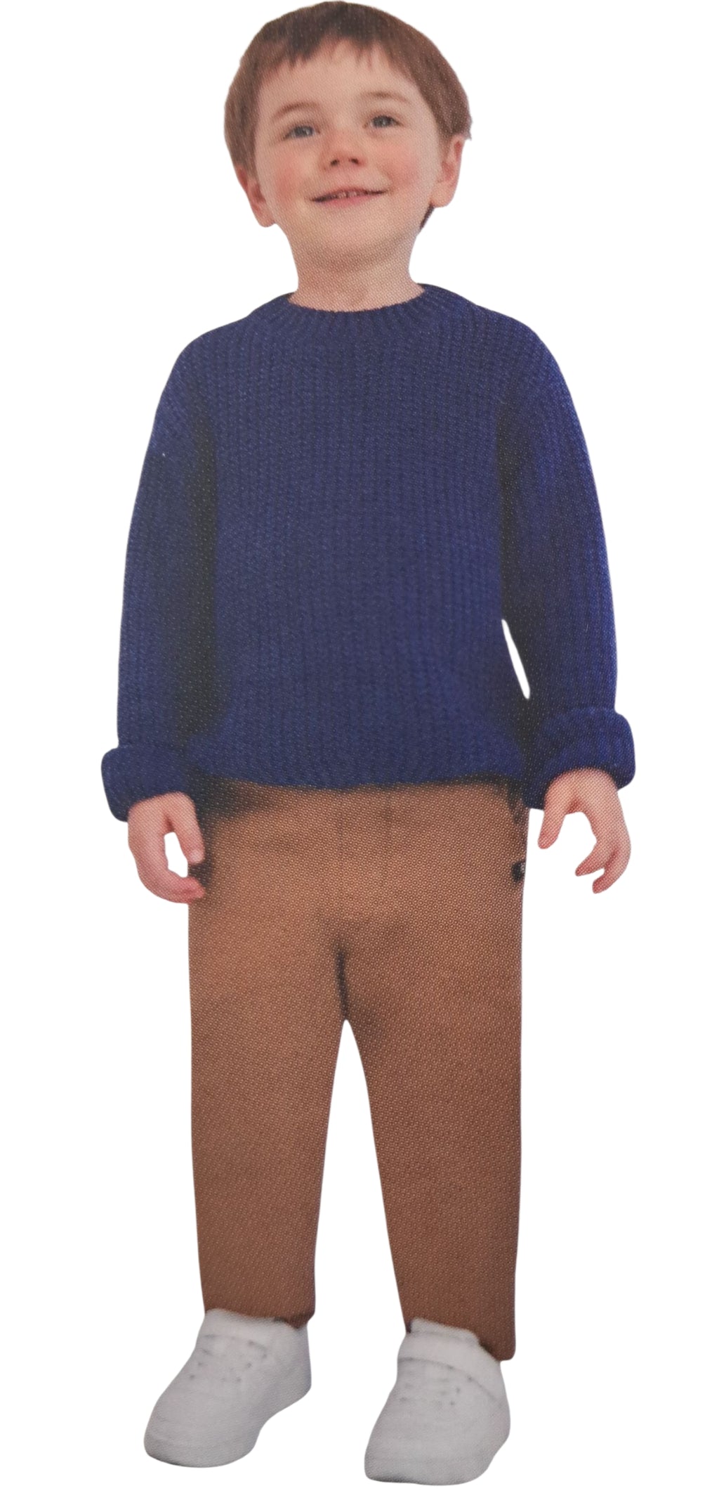 Conjunto DKNY niño 2 piezas talla 4. Suéter de punto azul con logo bordado + pantalón khaki. Elegancia neoyorquina. Precio de liquidación. Minicostos RM.