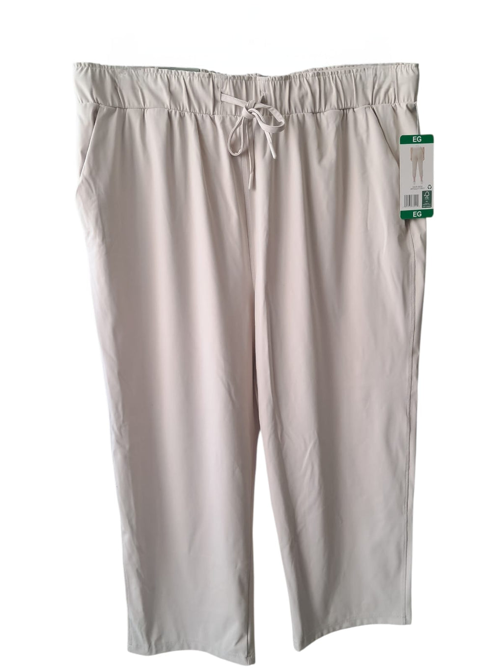 antalón Capri para Tallas Grandes (Curvy) - Crema o azul celeste- Cintura Fruncida y Cordón