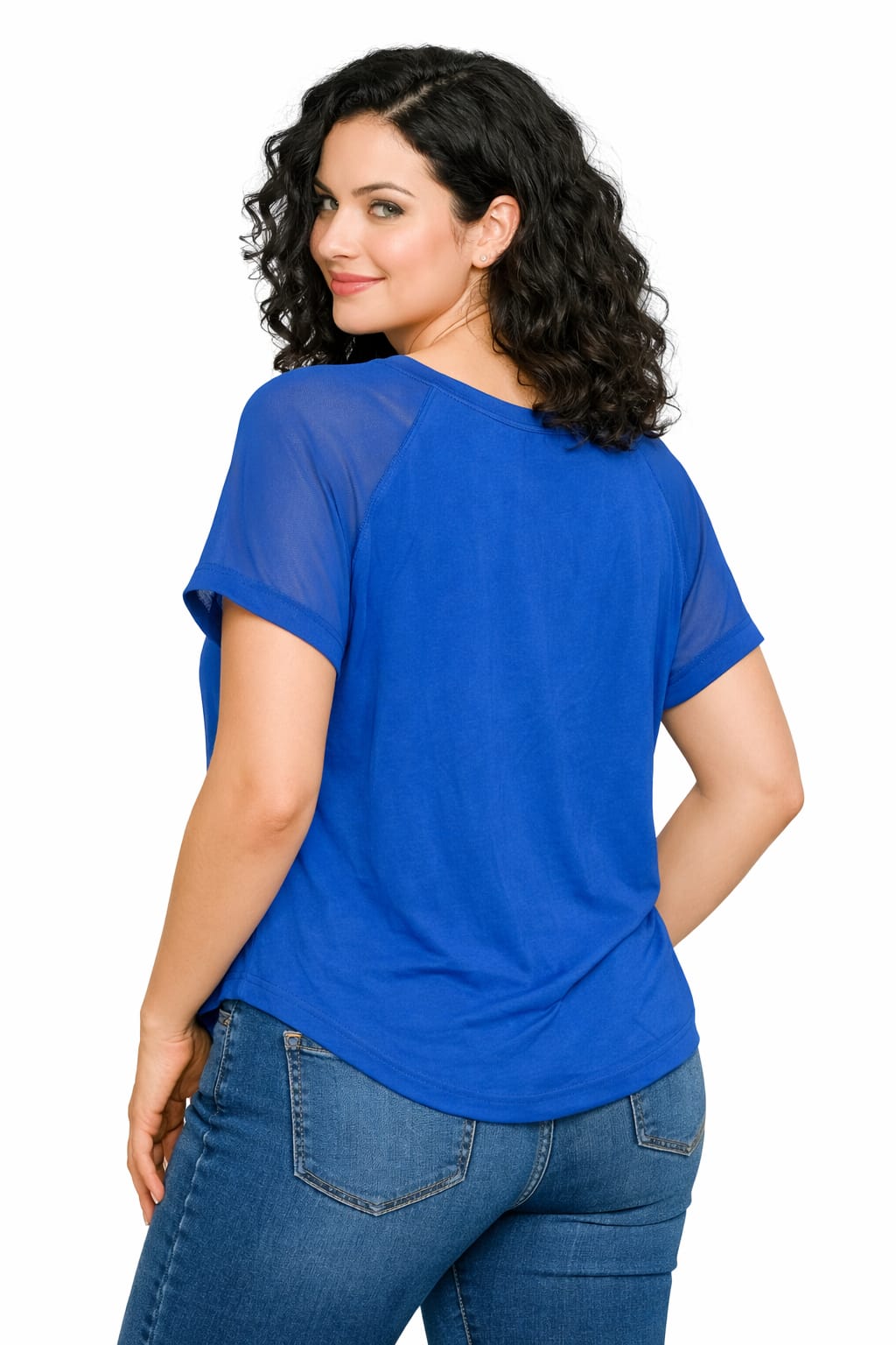 Blusa Elegante Leo Nicole para Dama | Azul Eléctrico y Rojo | Nueva | Tallal L
