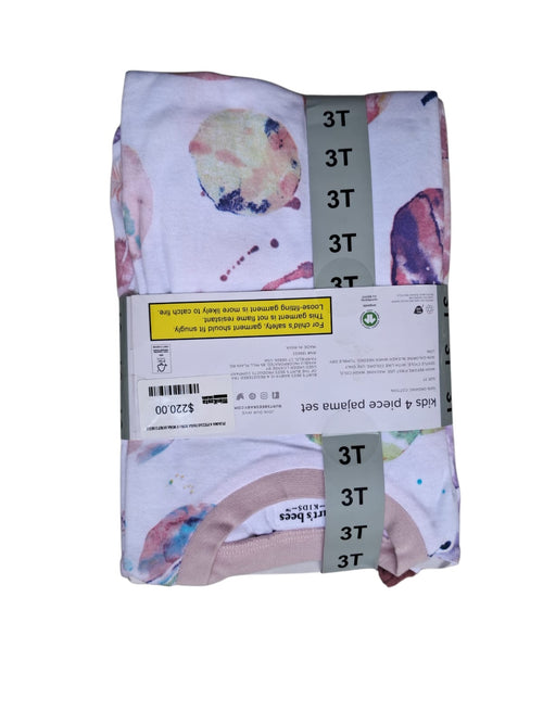 Pijama Burt's Bees Baby set 4 piezas talla 3T. 100% algodón orgánico certificado. Corte snug-fit, estampados dinosaurios. Seguro para piel sensible. Minicostos RM.