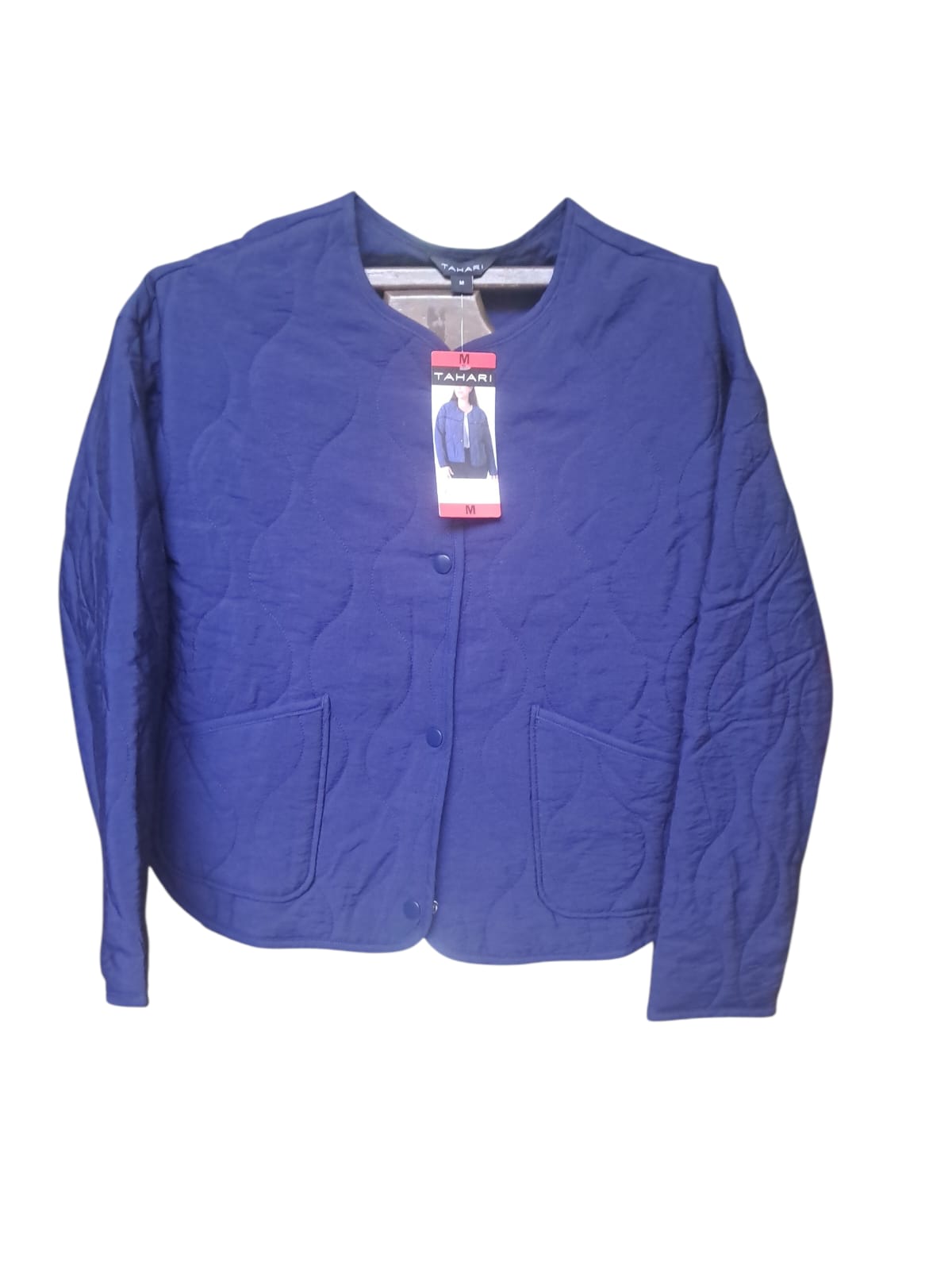 Chamarra Ligera Tahari para Dama | Color Azul Premium | Talla M