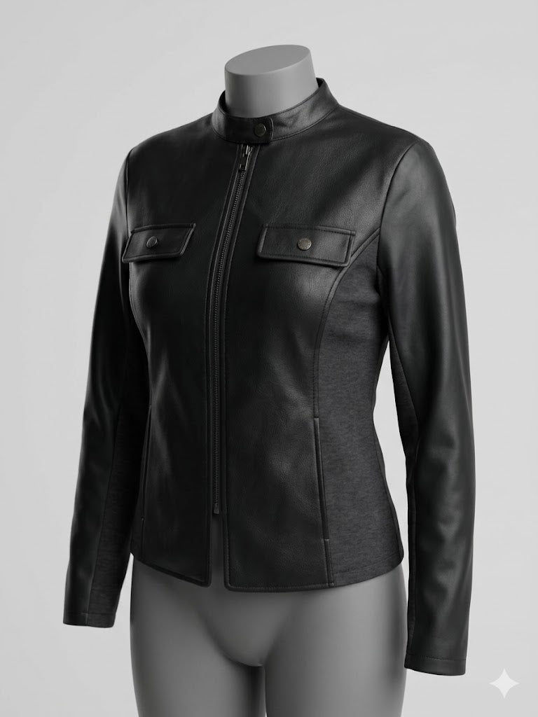 Chamarra Weatherproof Dama | Estilo Piel Color Miel y Negro | Tallas M y XL
