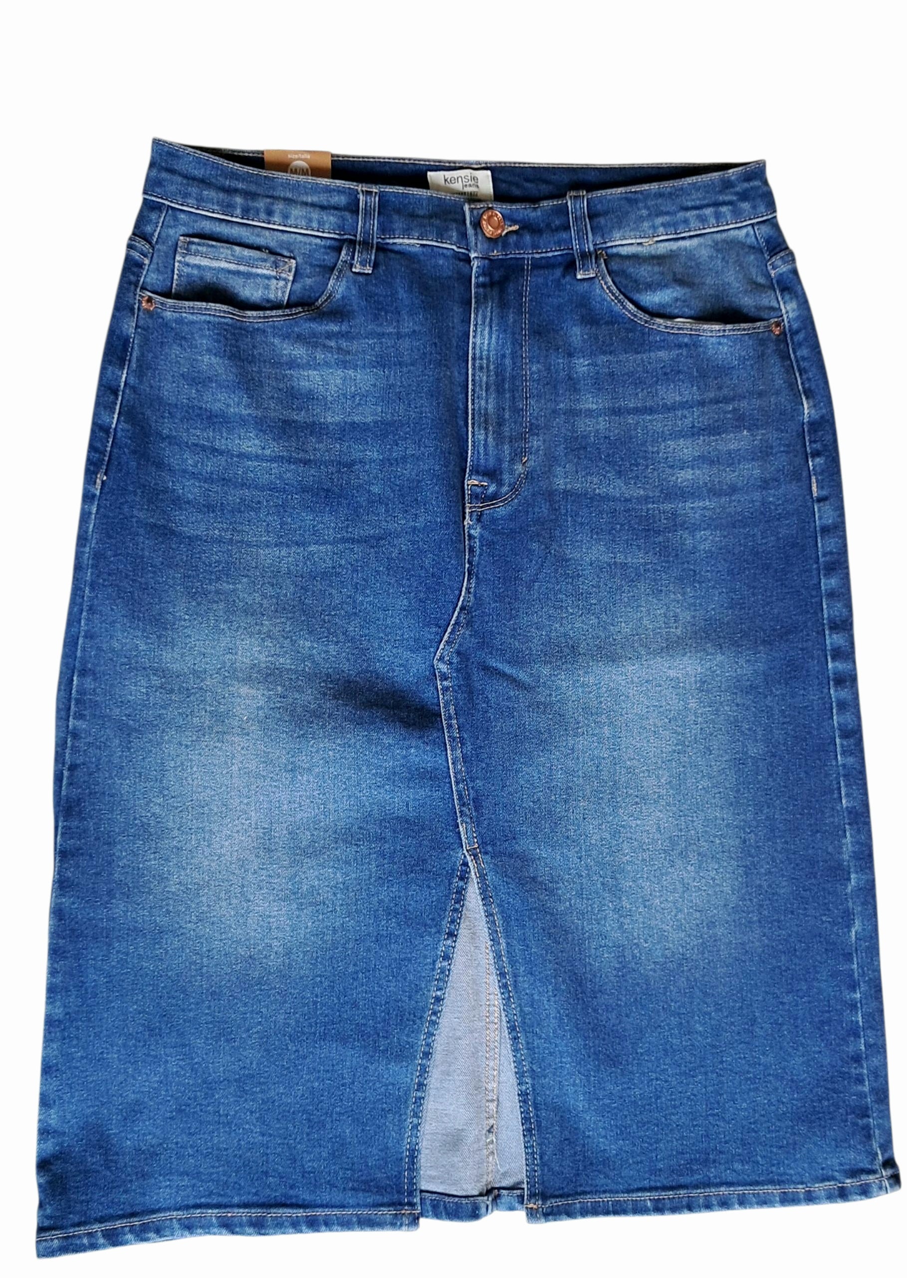 Falda Kensie Mid-Rise de Denim Azul Claro u Obscuro con Estilo Vintage