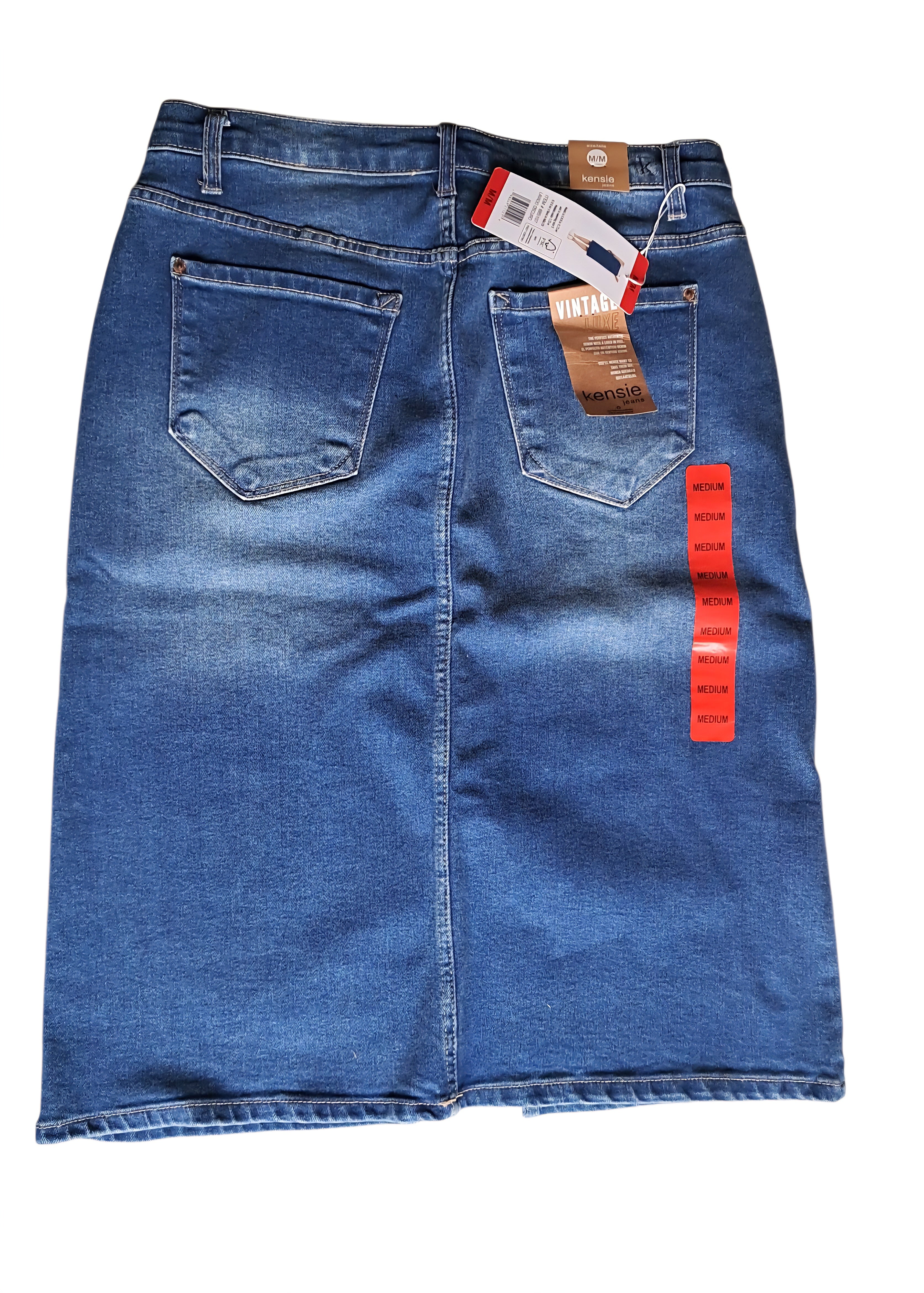 Falda Kensie Mid-Rise de Denim Azul Claro u Obscuro con Estilo Vintage