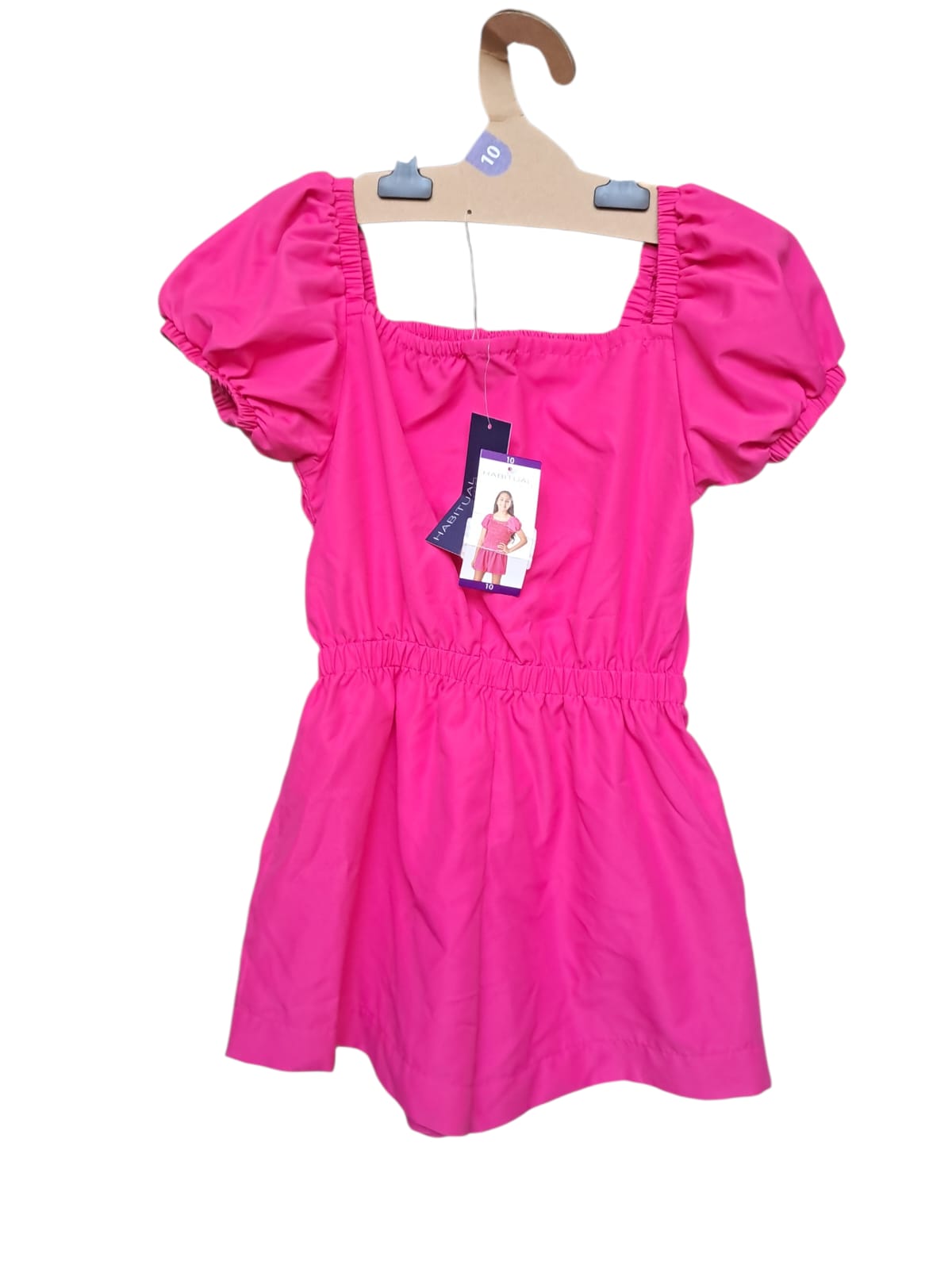 Vestido Habitual Girl talla 10 en rosa. Diseño moderno con detalle cut-out en cintura. Corte acampanado, fresco y cómodo. Nueva con etiquetas. Minicostos RM.