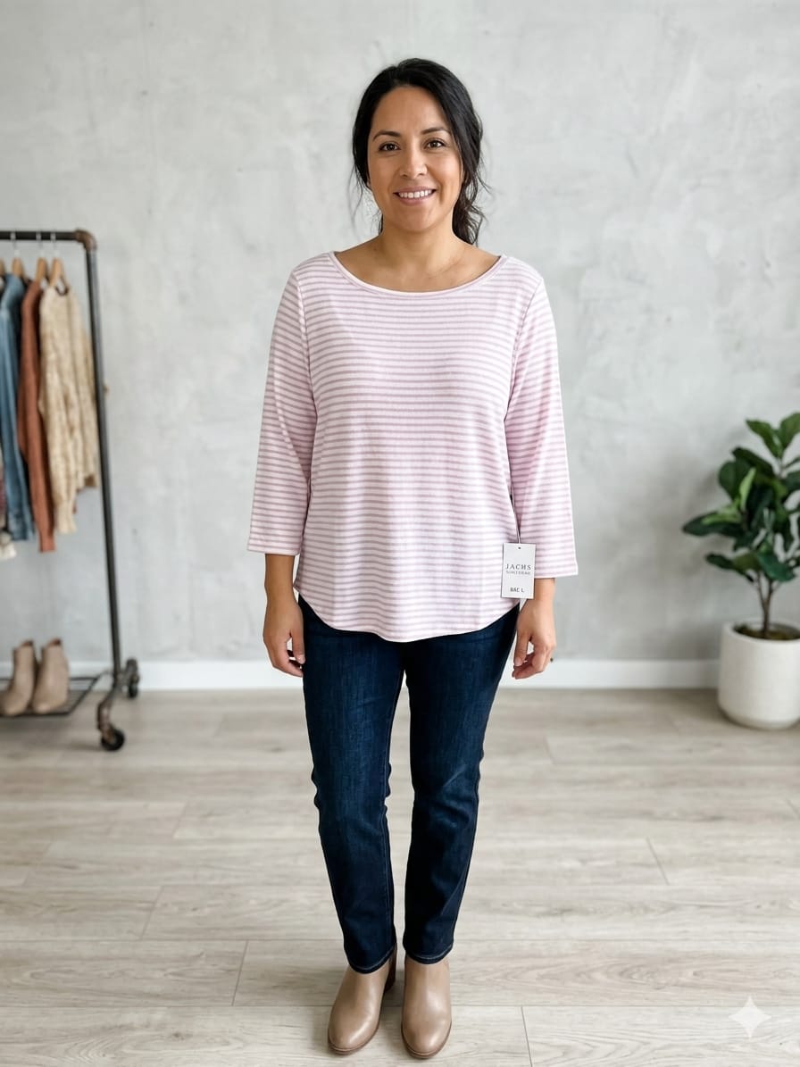 Blusa Jachs Girlfriend para Dama a Rayas - 55% Algodón Premium - Rosa y Blanco
