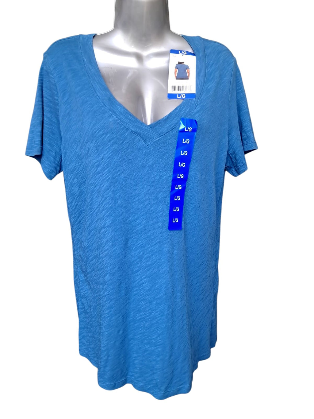 Jezbel - Playera - Cuello en V - Azul - 60% Algodón - Talla G