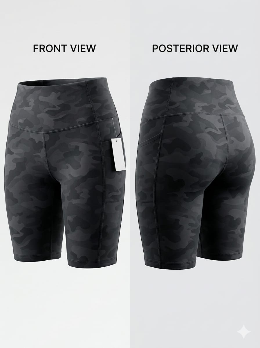 Leggings cortos Jockey talla EG tipo biker. Cintura alta con bolsillos laterales. Tela elástica, ideal para gym, running o look casual. Minicostos RM.