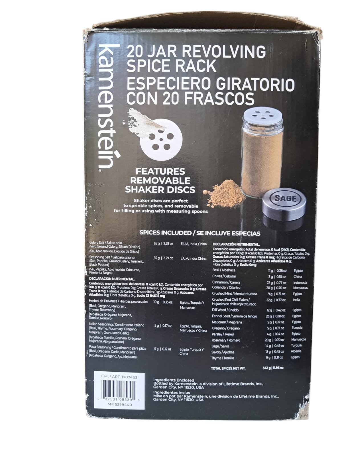 Especiero Giratorio Kamenstein | Acero Inoxidable | 20 Frascos con Especias Incluidas Especiero Giratorio Kamenstein | Acero Inoxidable | 20 Frascos con Especias Incluidas