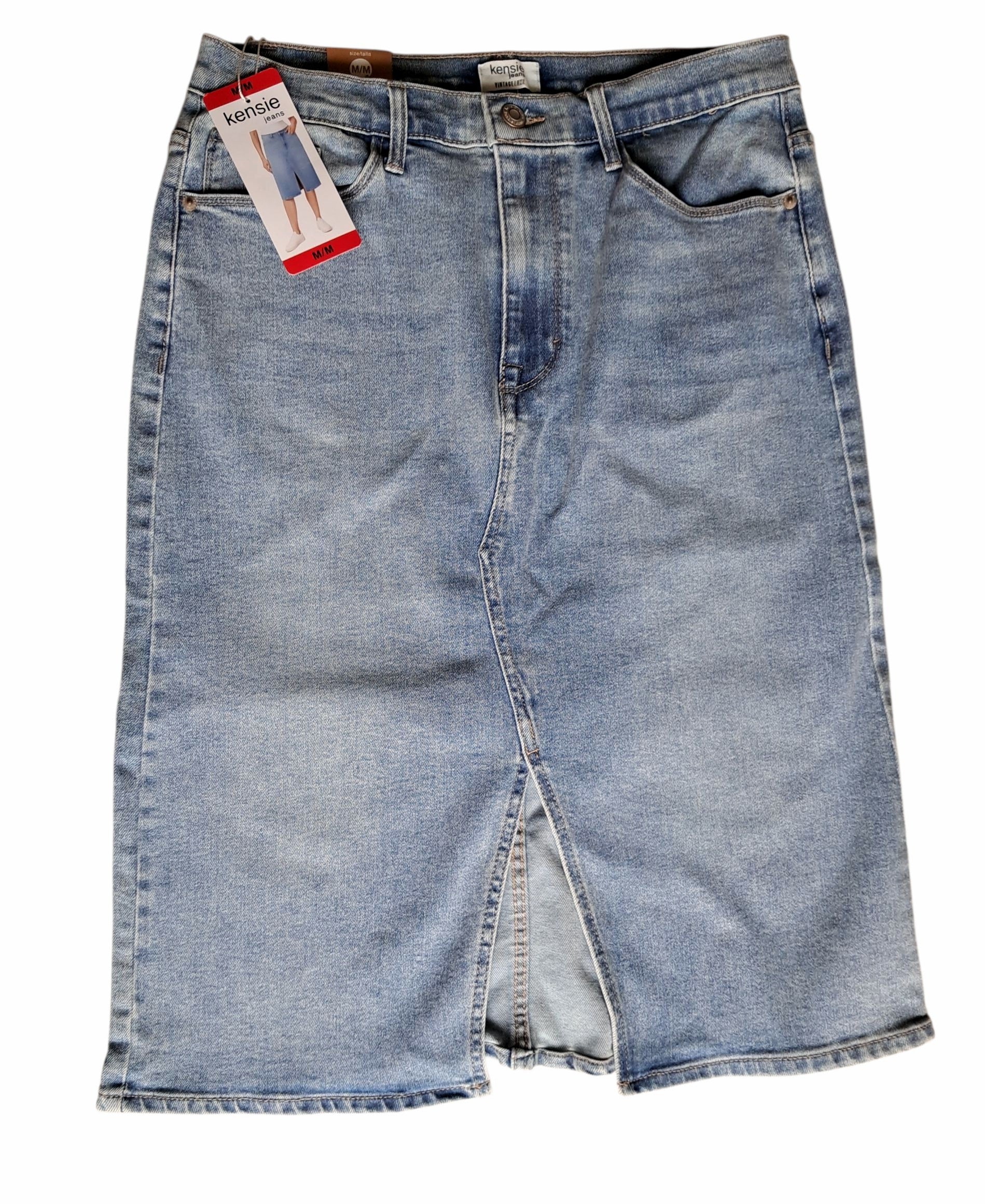 Falda Kensie Mid-Rise de Denim Azul Claro u Obscuro con Estilo Vintage