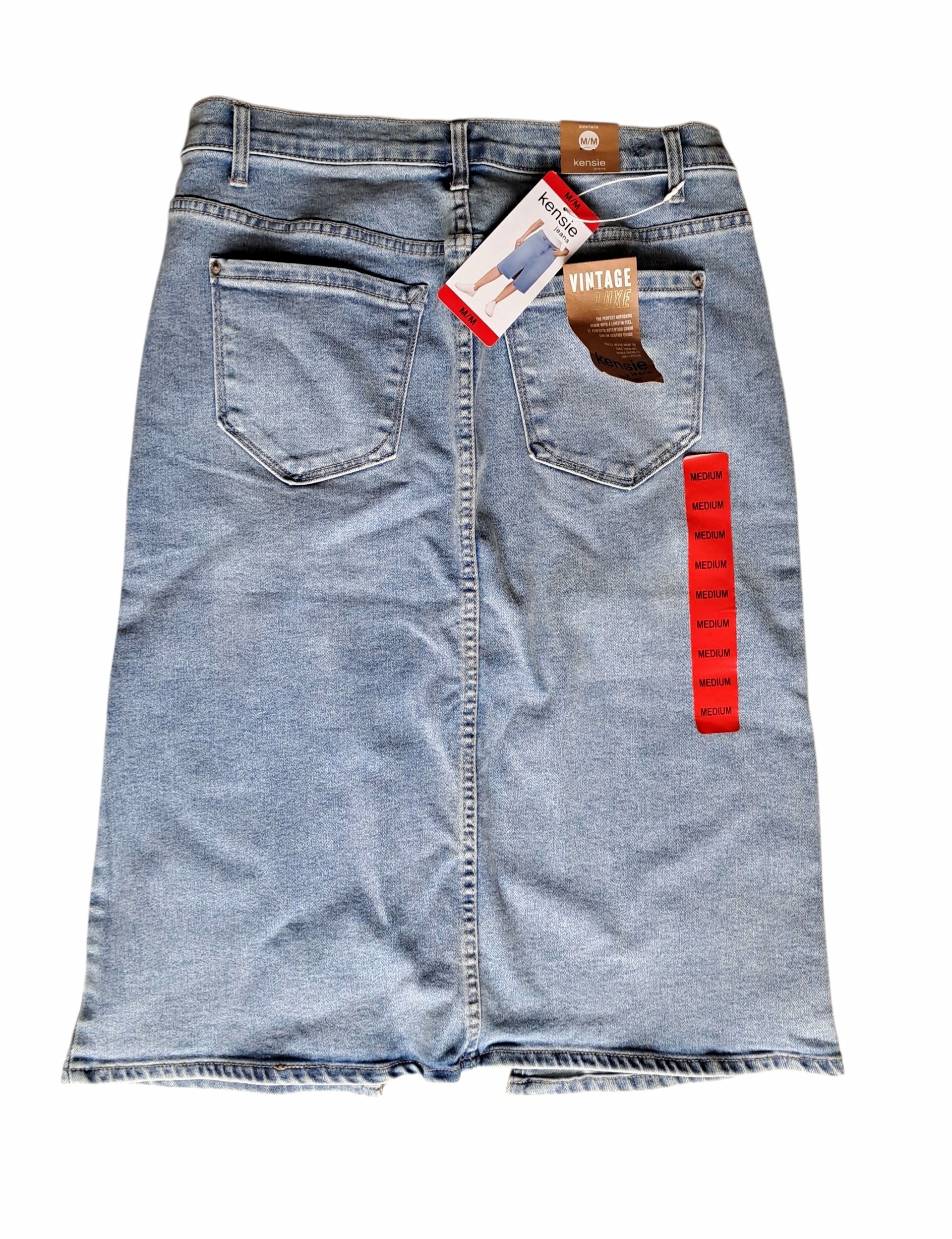 Falda Kensie Mid-Rise de Denim Azul Claro u Obscuro con Estilo Vintage