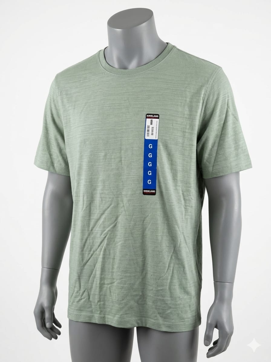 Playera Kirkland Signature 100% algodón en verde. Tallas G y EG. Tela suave y robusta, cuello redondo. Básico de calidad premium. Nueva. Minicostos RM.