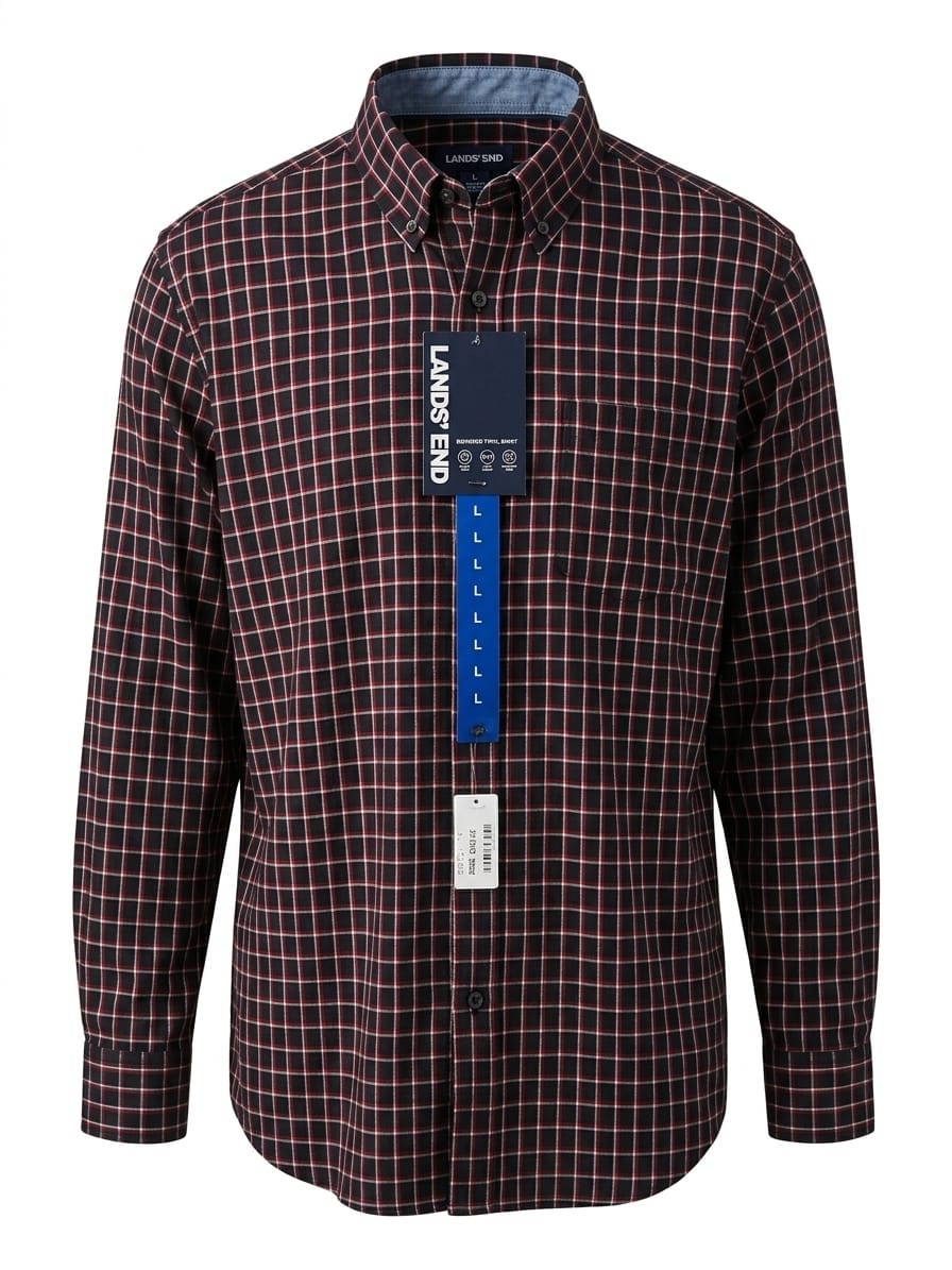 Camisa Lands' End de manga larga. Calidad premium con tecnología Easy Care antiahrugas. Mezcla de algodón transpirable. Nueva con etiquetas. Minicostos RM.