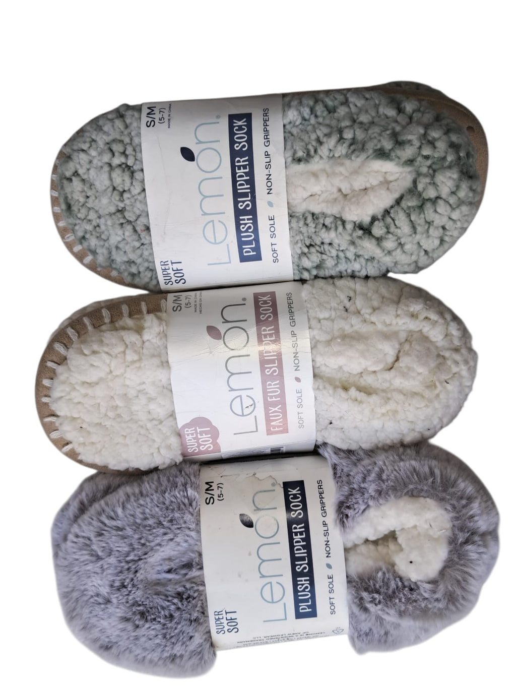 Lemon Slipper Socks con Antideslizante | Lila, Crema y Verde | Nuevas