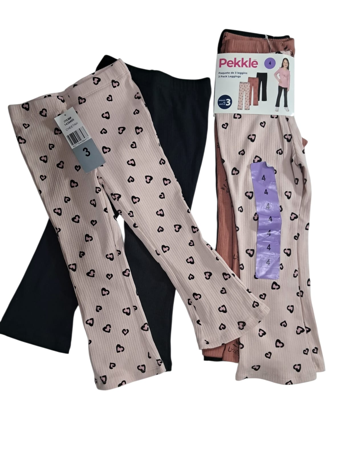 Pekkle - Mallas Niña - Set de 3 - Acanaladas - Estampado Corazones