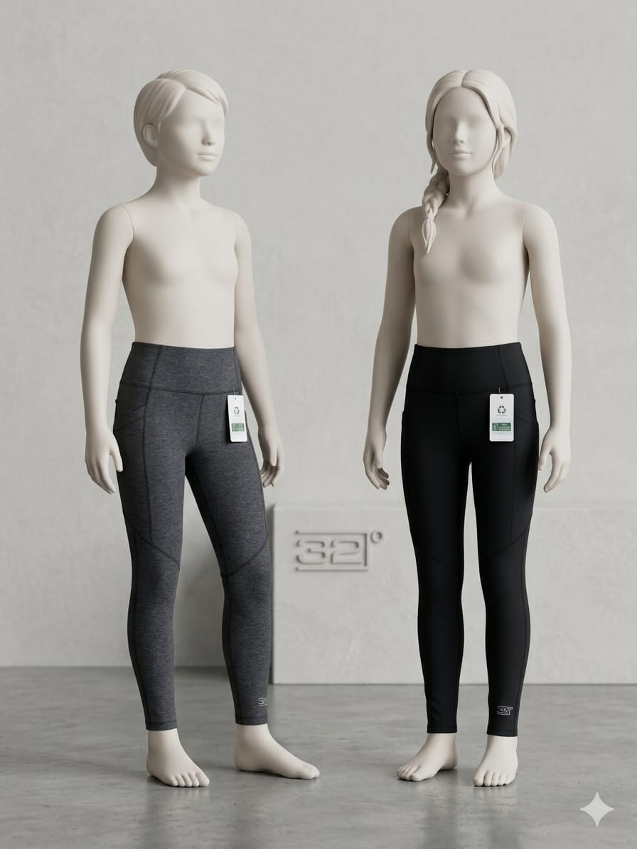 32 Degrees Active - Leggings Juvenil - Dúo Pack - Gris y Negro