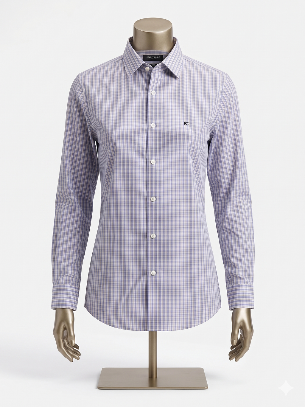 Kenneth Cole - Camisa - Slim Fit - Cuadros Grises - Algodón Premium