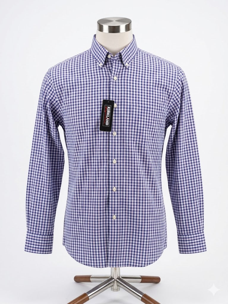 Kirkland Signature - Camisa - Cuadros Azul - Ajuste Tradicional
