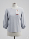 Camisa Manga Corta Matty M de Lino - Rayas Clásicas Gris/Blanco - Talla M - Nueva
