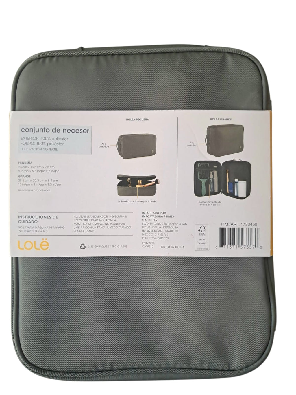 Neceser Lolë Original | Nuevo con Etiqueta | Organizador Versátil Verde Olivo Acolchado