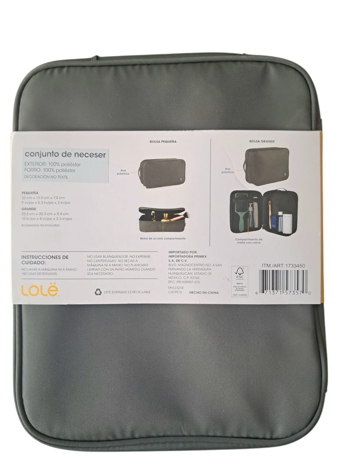Neceser Lolë Original | Nuevo con Etiqueta | Organizador Versátil Verde Olivo Acolchado