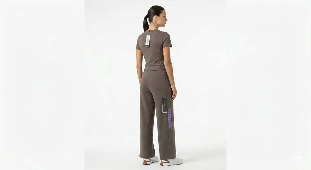 Pantalón Adidas Original para Dama | Pierna Ancha | Color Café | Talla CH