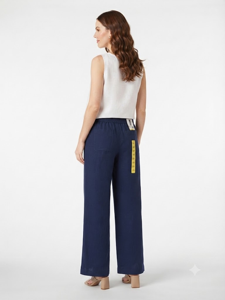 Pantalón Casual Briggs para Mujer | Lino / Rayon| Azul, Beige y Rayado