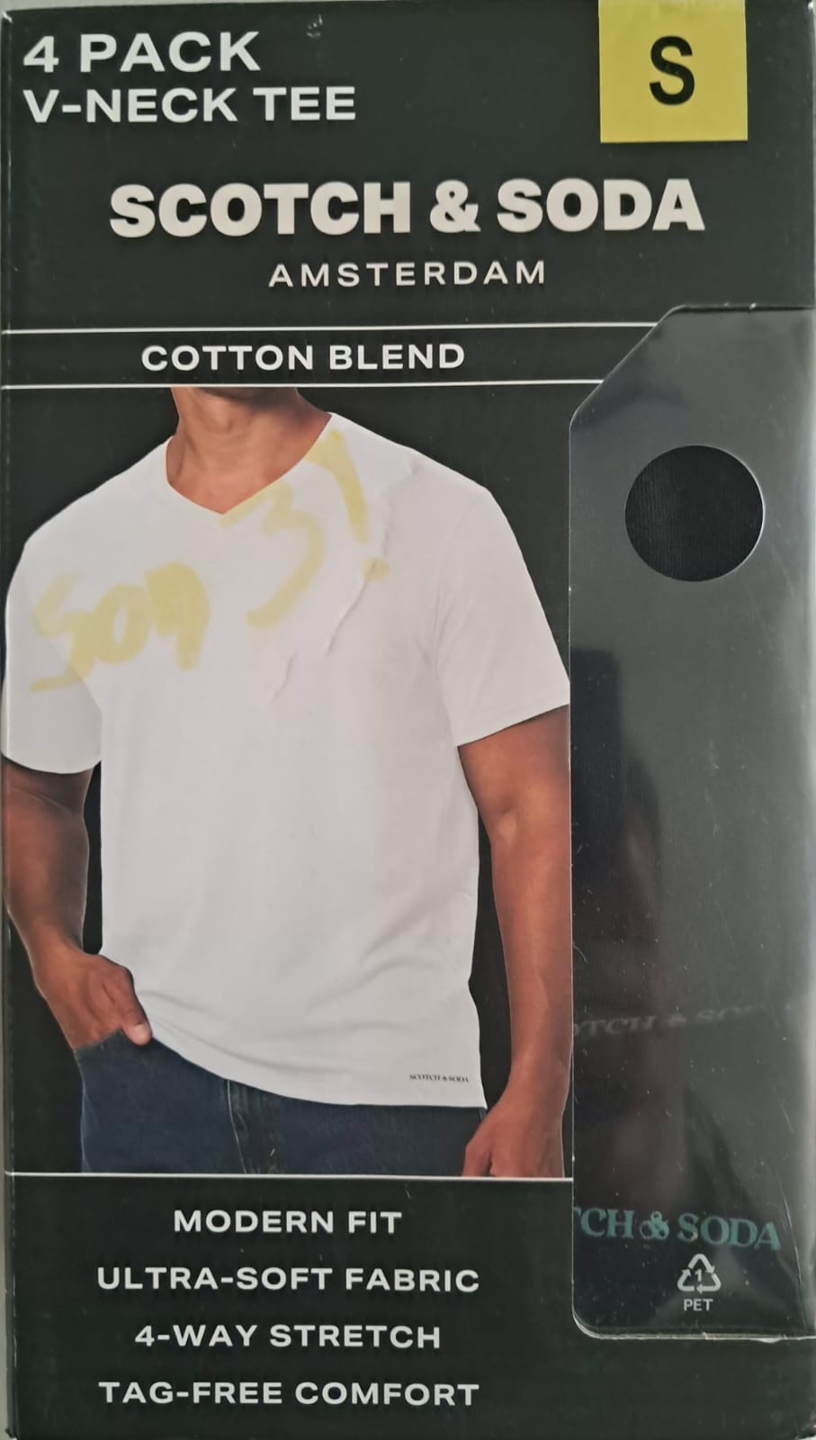 Set de 3 Playeras Scotch & Soda Hombre | Negras | Algodón Stretch | Saldo