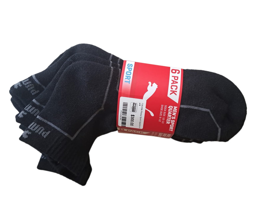 Calcetines Puma Men's Sport Quarter | Pack 6 Pares | Negros | Nuevos