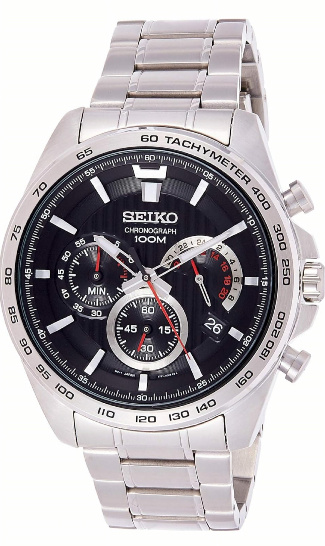 Reloj deportivo Seiko original con cronógrafo y taquímetro. Diseño elegante y casual. Precisión y estilo para el hombre moderno. Nuevo. Minicostos RM.