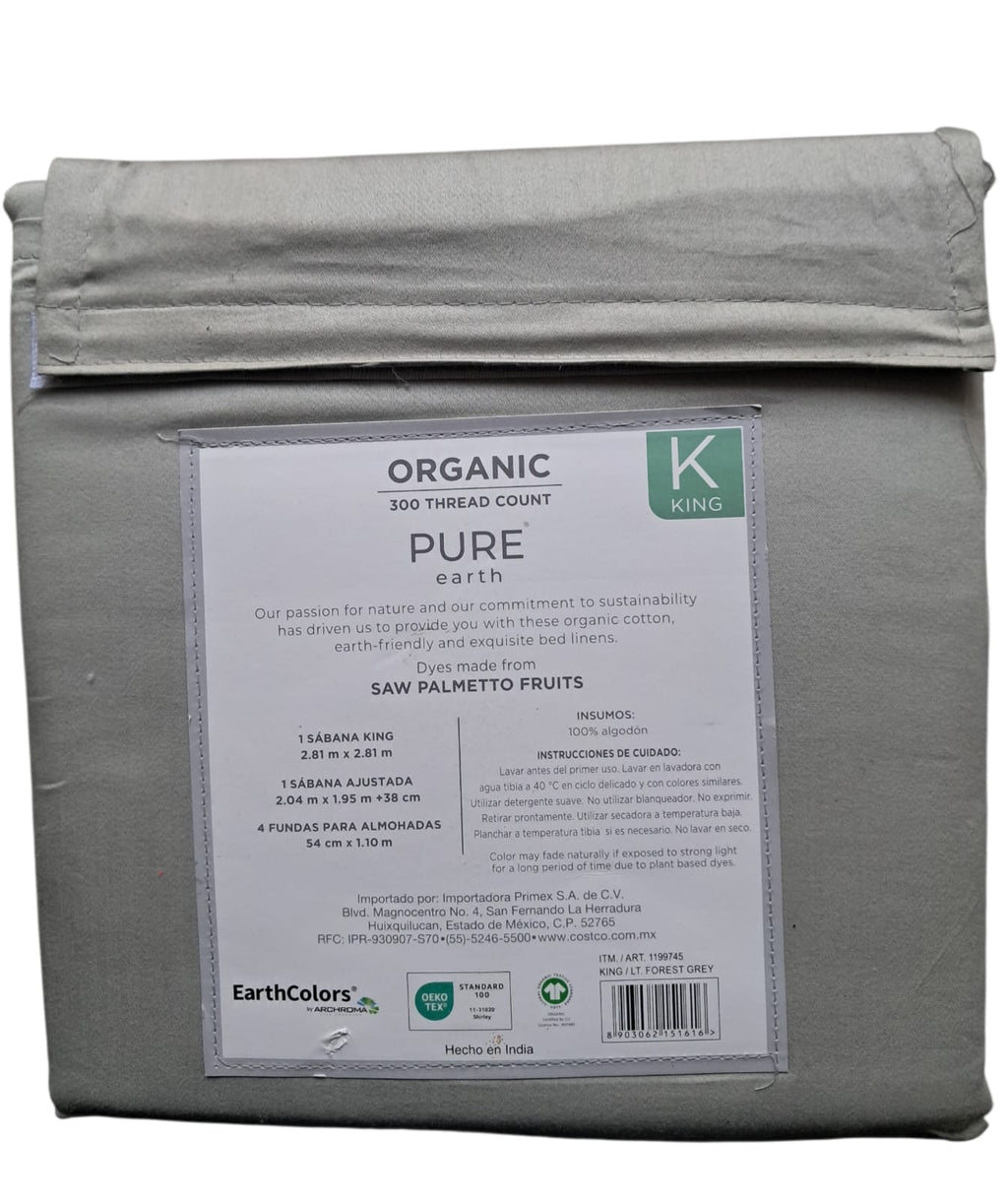 Pure Earth - Sábanas - King Size - 100% Algodón Orgánico - 300 Hilos