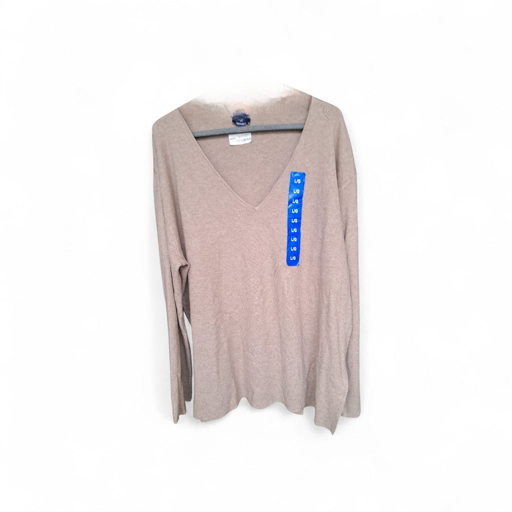 Splendid - Suéter - Punto Fino - Escote en V - Taupe - Talla G