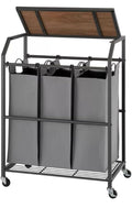 Organizador lavandería Trinity clasificador 3 bolsas con ruedas. Bolsas removibles y lavables, estructura acero. Separa blancos, oscuros y delicados. Minicostos RM.