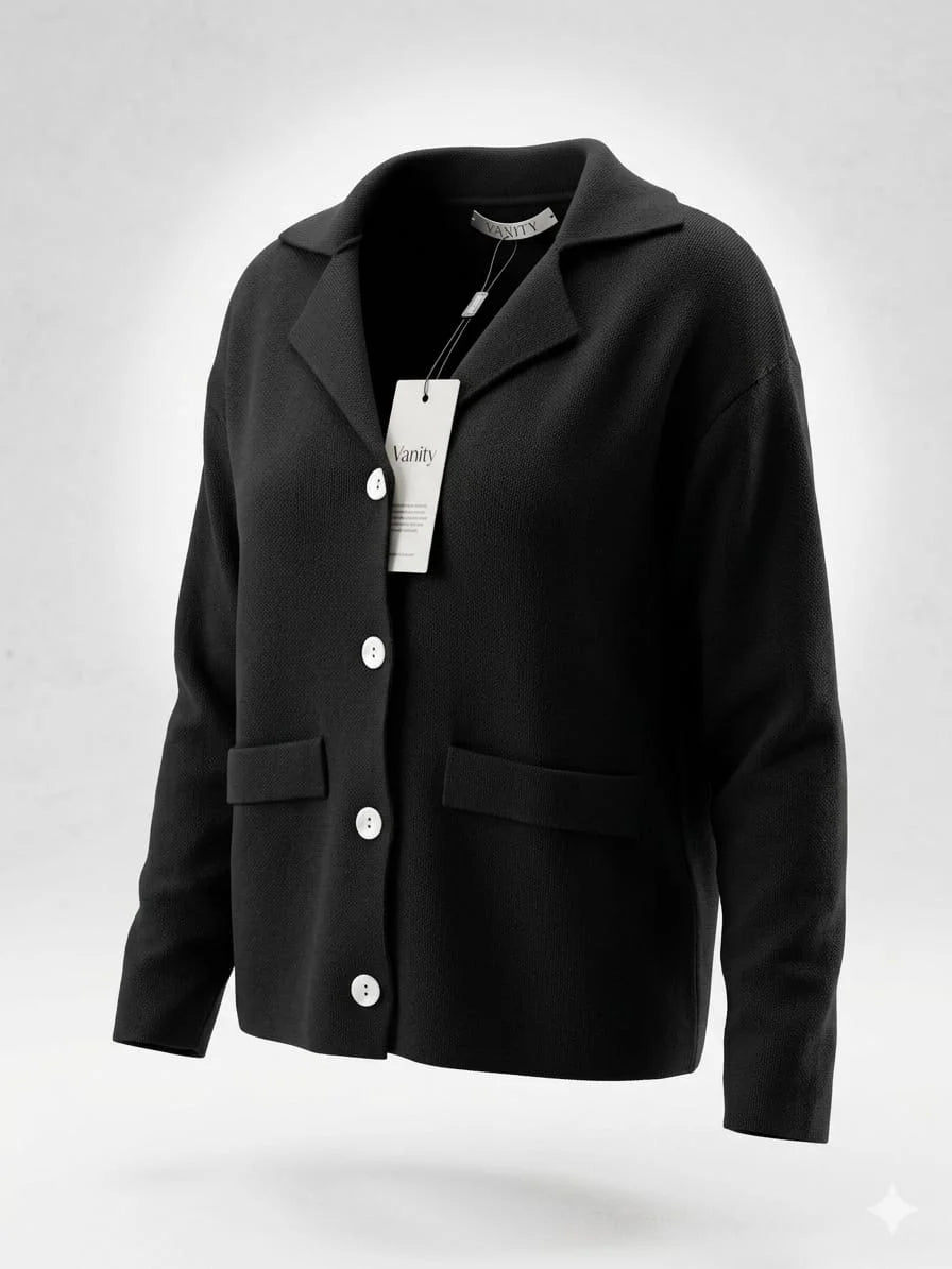 Saco Blazer Vanity para Dama | Negro Texturizado Elegante | Tallas L y XL