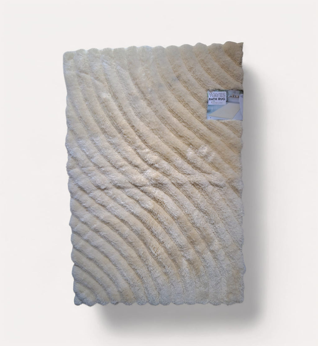 Tapete baño Wave 60x91 cm ultra absorbente. Textura relieve, base antideslizante. Secado eficiente, resistente a lavados. Polipropileno de alta densidad. Minicostos RM.