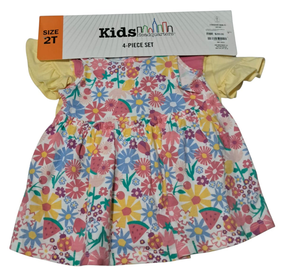 Kids Headquarters - Set 4 Piezas - Vestido + Blusas + Short - Tallas 2-6
