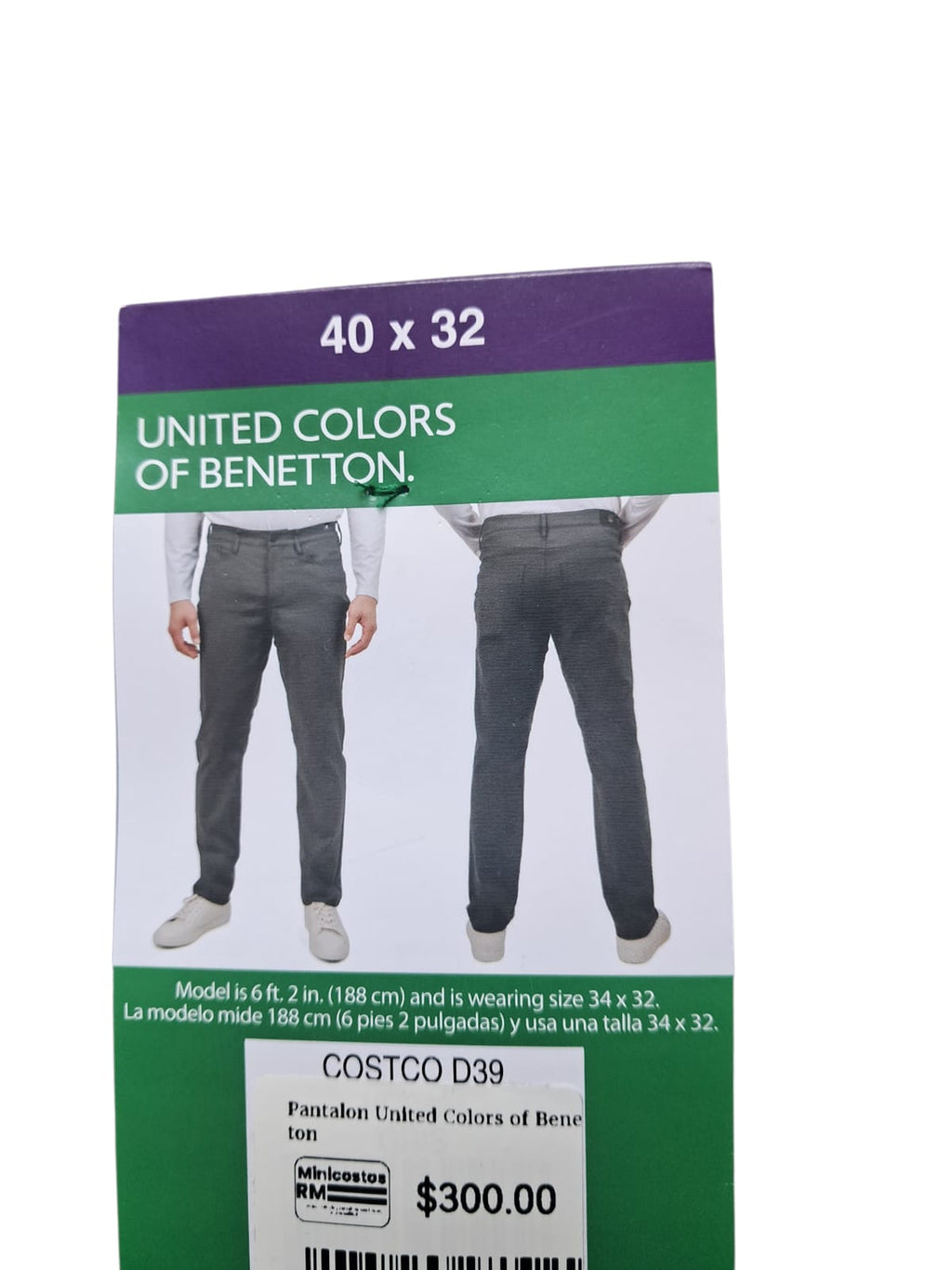 Benetton - Pantalón - Gris Casual - Talla 40x32