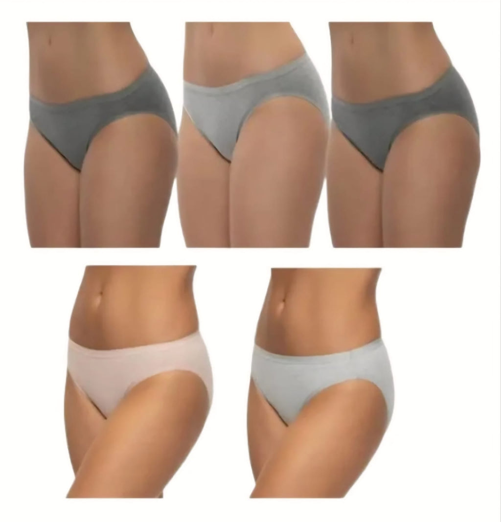 Paquete 6 bikinis Black Bow algodón orgánico. 91% algodón, 9% elastano, tintes naturales. Certificación GOTS. Colores grises, blanco y nude. Minicostos RM.