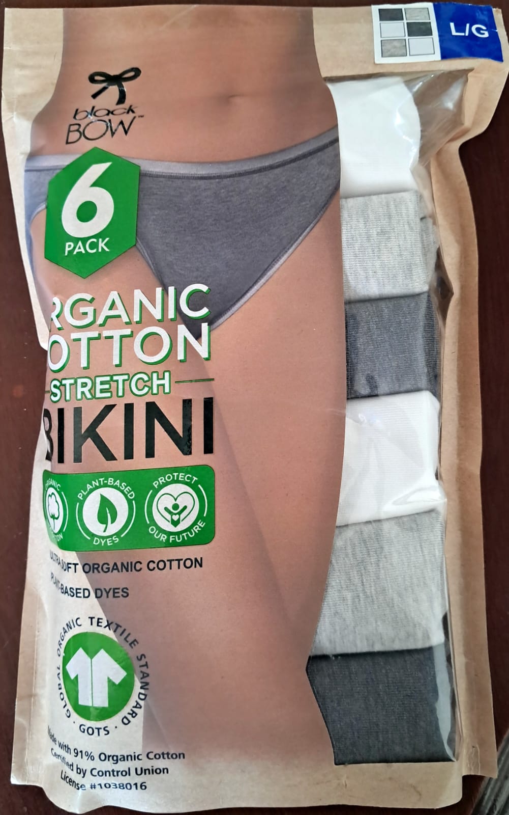 Paquete 6 Bikinis Black Bow - Algodón Orgánico y Tintes Naturales