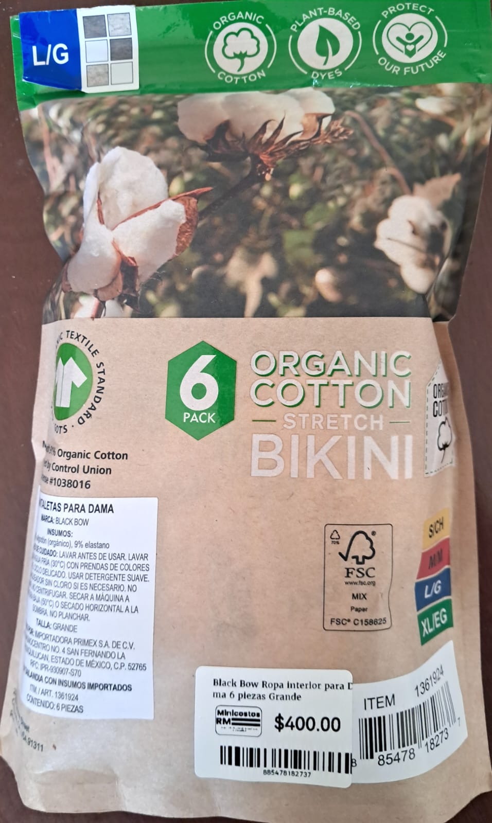 Black Bow - Bikinis - Pack 6 - Algodón Orgánico - Tintes Naturales - GOTS