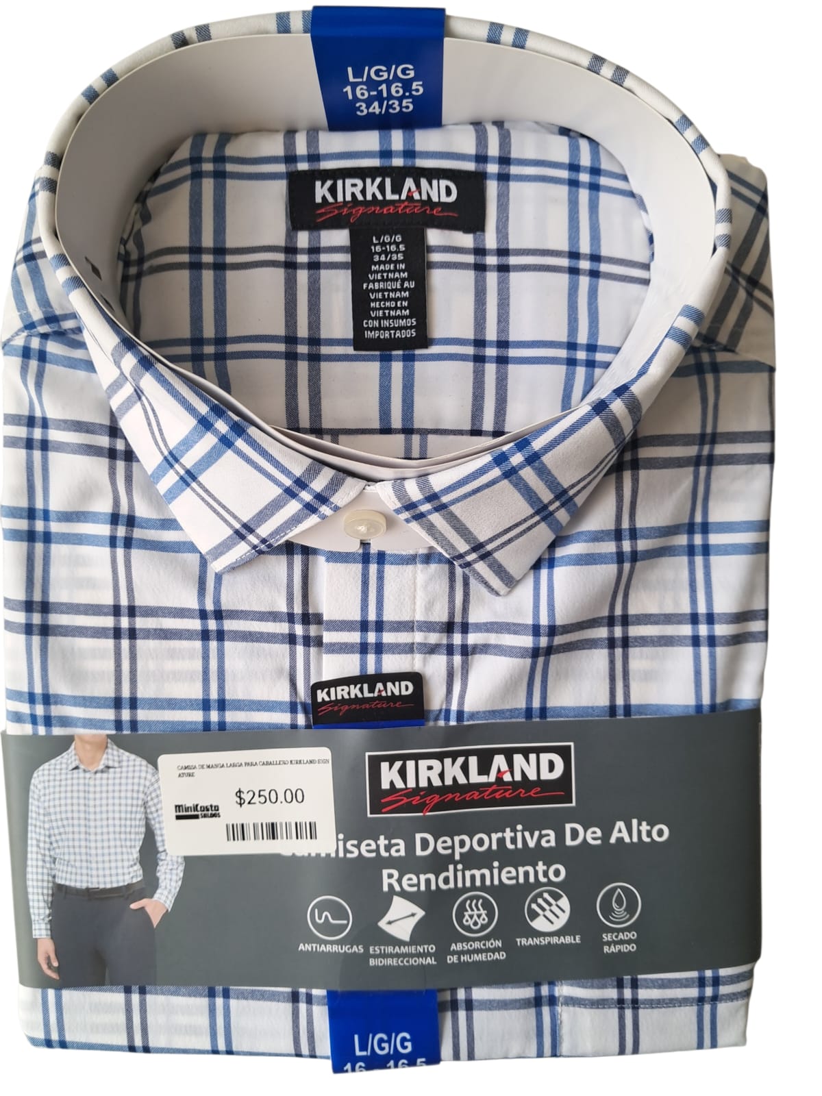 Kirkland Signature - Camisa Performance - Azul Claro - Stretch