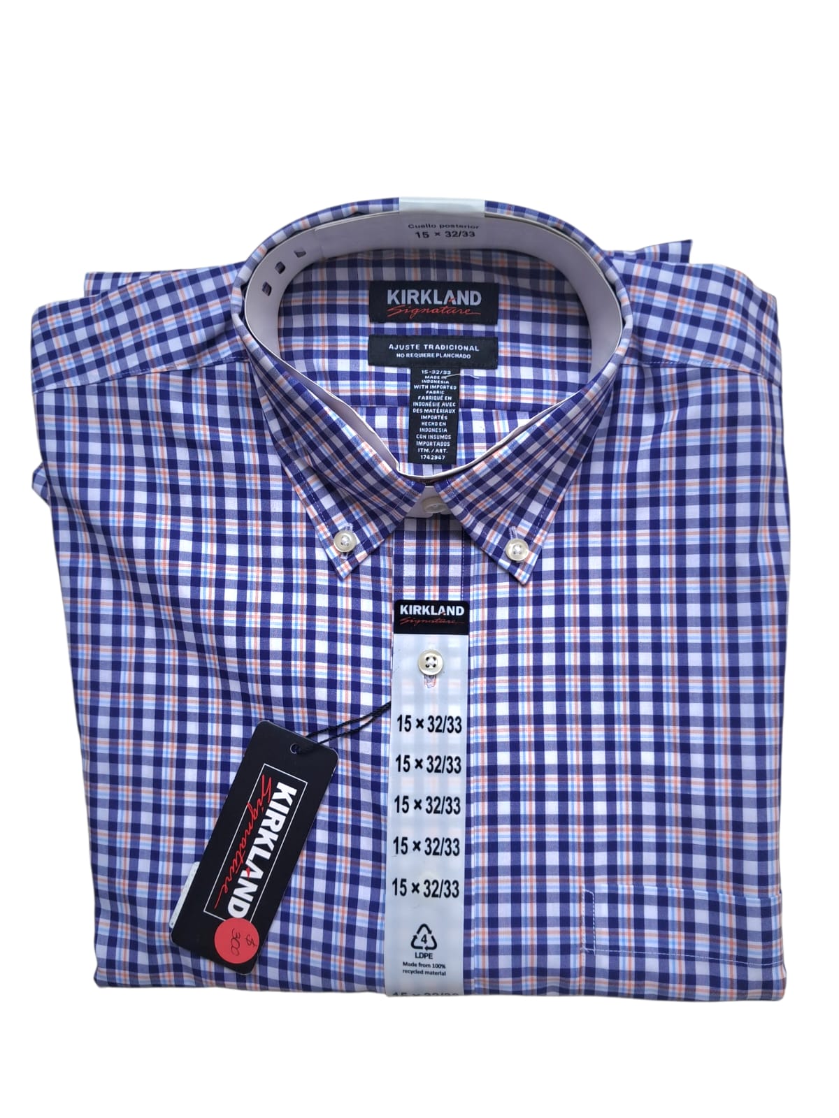 Kirkland Signature - Camisa - Cuadros Azul - Ajuste Tradicional