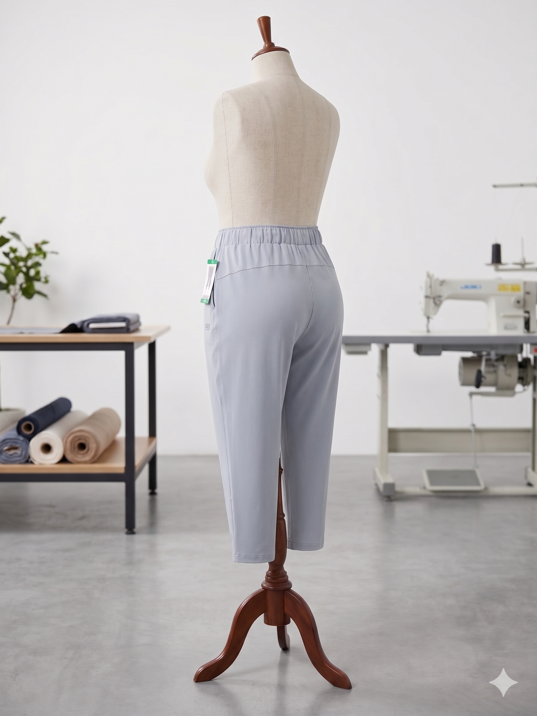 antalón Capri para Tallas Grandes (Curvy) - Crema o azul celeste- Cintura Fruncida y Cordón