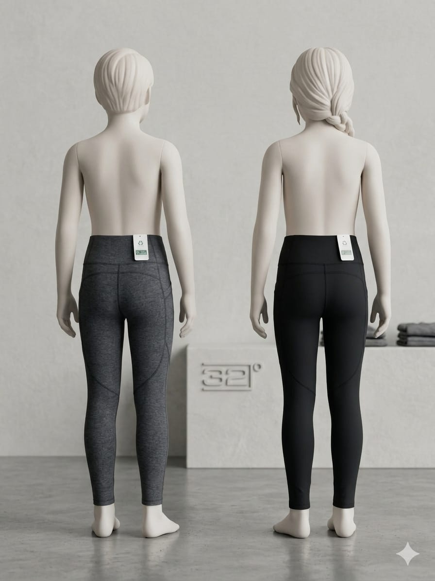 32 Degrees Active - Leggings Juvenil - Dúo Pack - Gris y Negro