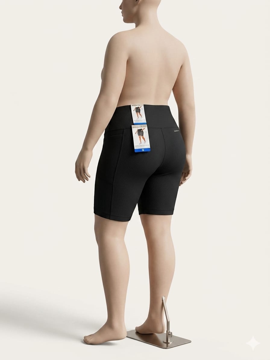 Mondetta - Short Biker - Tela Rib Acanalada - Negro - Talla G