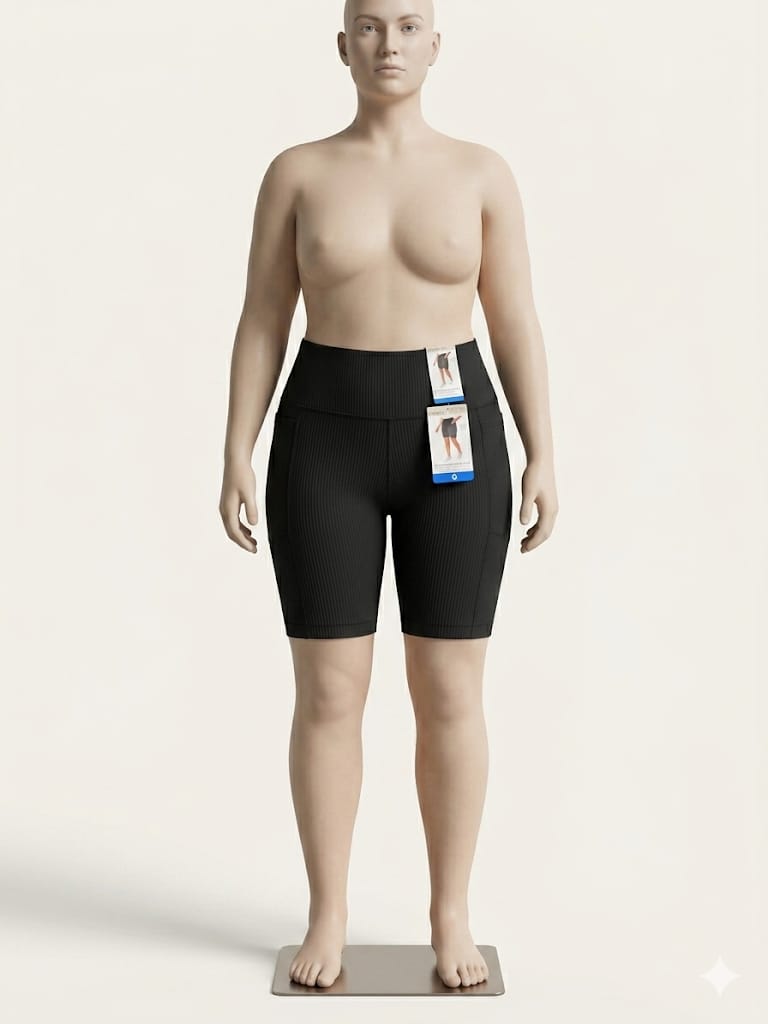 Mondetta - Short Biker - Tela Rib Acanalada - Negro - Talla G
