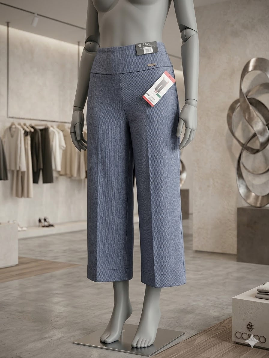 antalón Capri para Tallas Grandes (Curvy) - Crema o azul celeste- Cintura Fruncida y Cordón