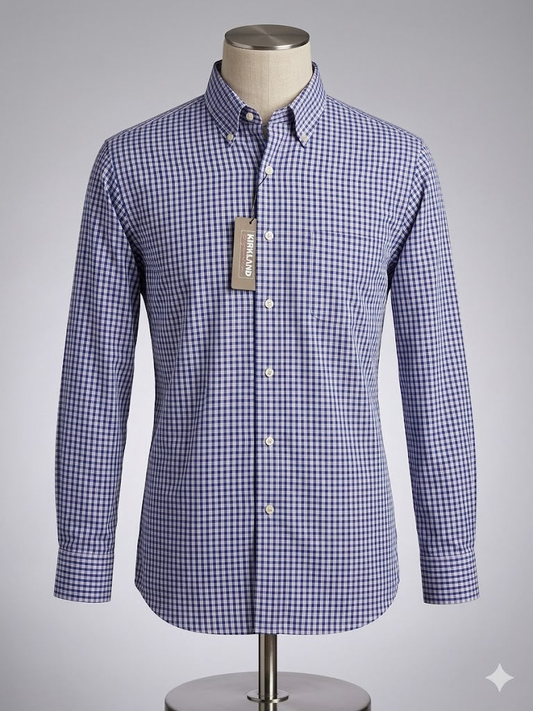 Kirkland Signature - Camisa - Cuadros Azul - Ajuste Tradicional